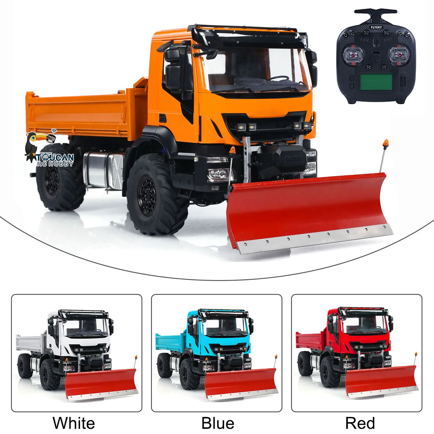 4x4 RC Hydraulic 1/14 Metal Dumper Truck with Snow Shovel Sound Light System ST8 Remote Control Tipper Car Model TH23796