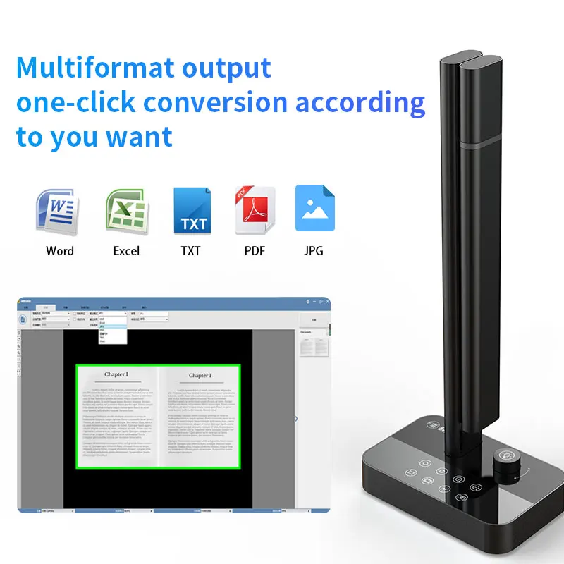 20MP Portable Book Scanner Auto Flatten A3 Portable Document Camera Scanner For Library