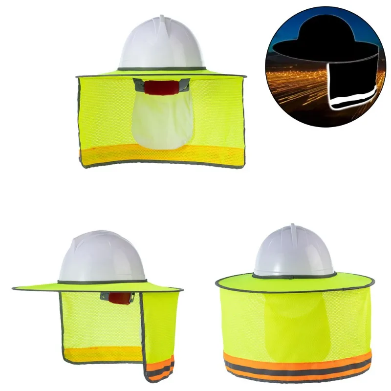 Summer Sun Shade Safety Helmet Neck Shield Helmets Reflective Stripe Safety Cap Hat For Construction Worker