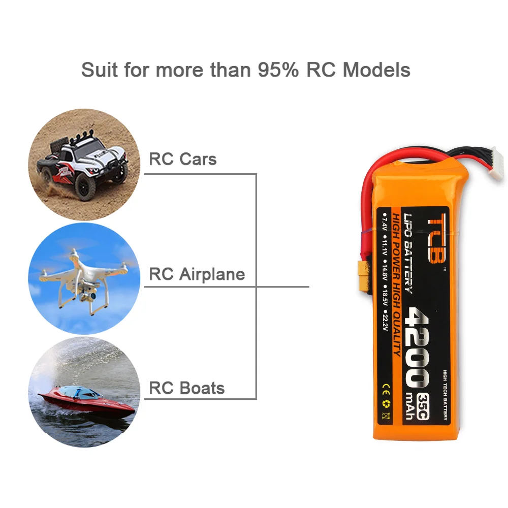 TCB 14.8V RC LiPo Battery 4S 2200mAh 2600mAh 3300mAh 4000mAh 5200mAh 6000mAh 25C 35C 60C For RC Airplane Drone Helicopter Q