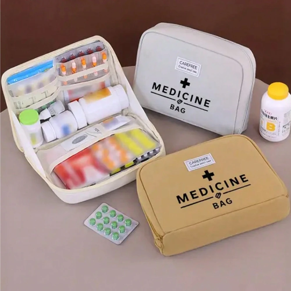 Bolsa de medicina portátil, bonito botiquín de primeros auxilios, kits de emergencia médica, organizador, bolsa de almacenamiento de pastillas de medicina para el hogar al aire libre, viaje