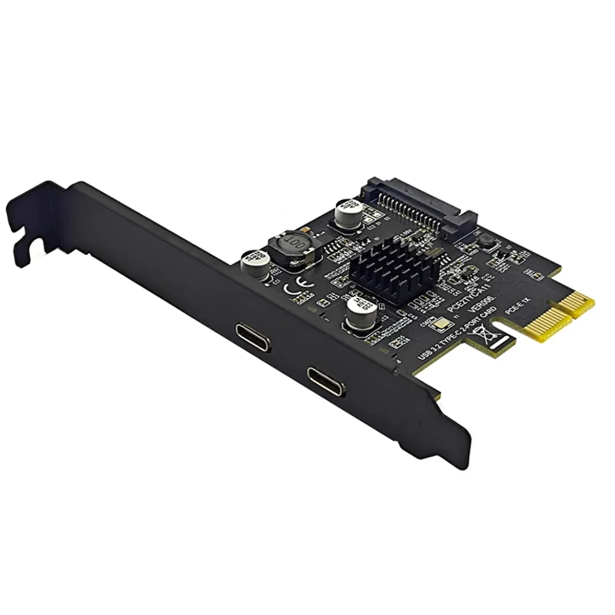 

T07C-2Port PCIE Card PCI Express 3.0 X1 to Dual USB Expansion Card SATA Power USB3.2 Gen2 10Gbps ASM3142 Chip for Desktop PC