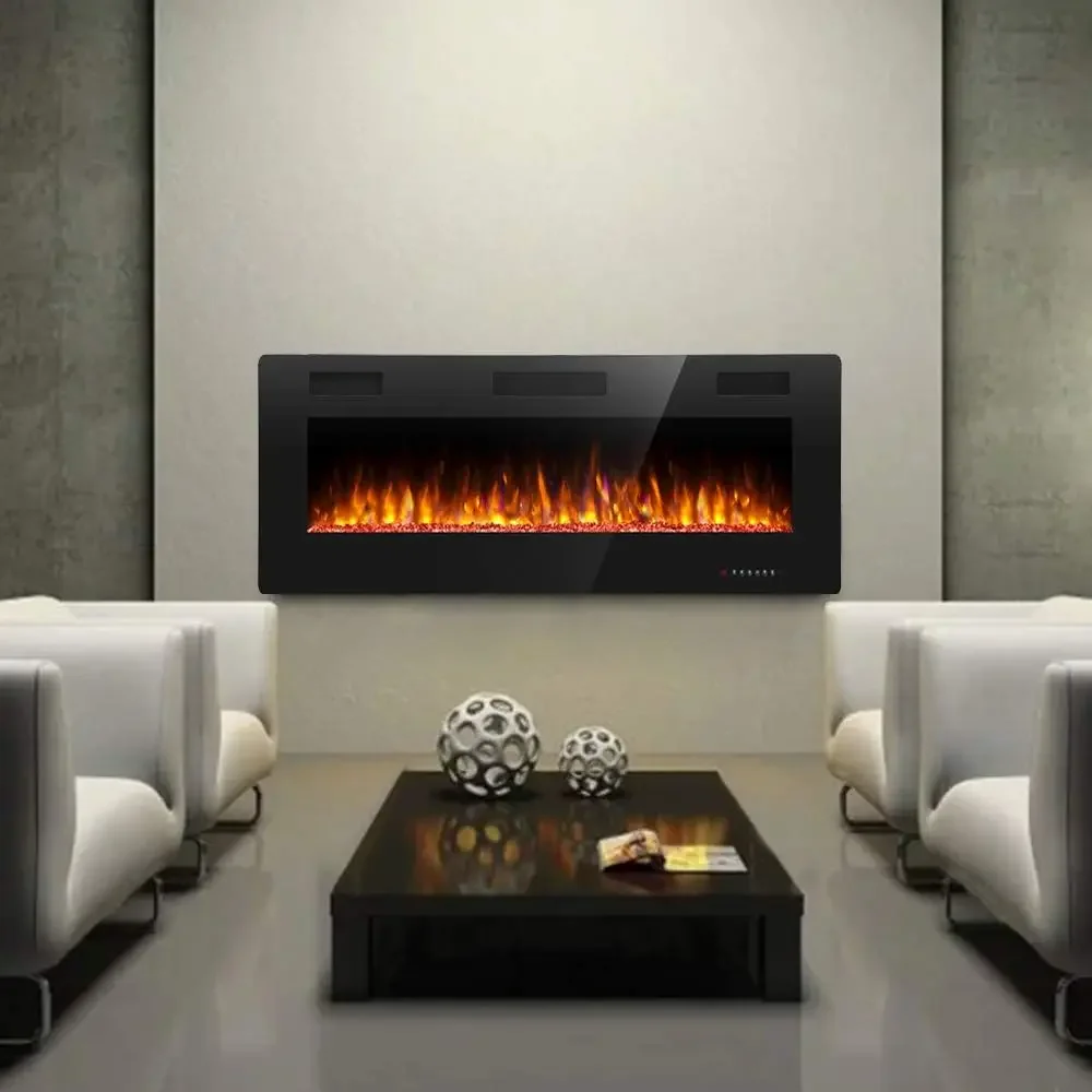 36 Inch Electric Fireplace in-Wall Recessed and Wall Mounted, Fireplace Heater and Linear Fireplace with Multicolor Flame