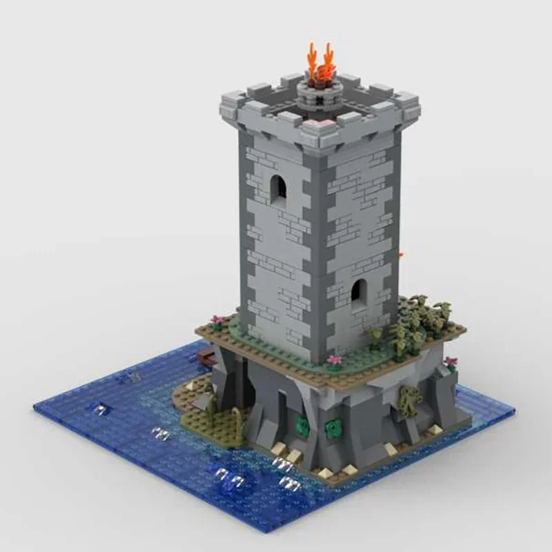 Moc Bausteine Mittelalterliche Burg Modell Insel Leuchtturm Technologie Modulare Blöcke Geschenke Weihnachten Spielzeug DIY Sets Montage