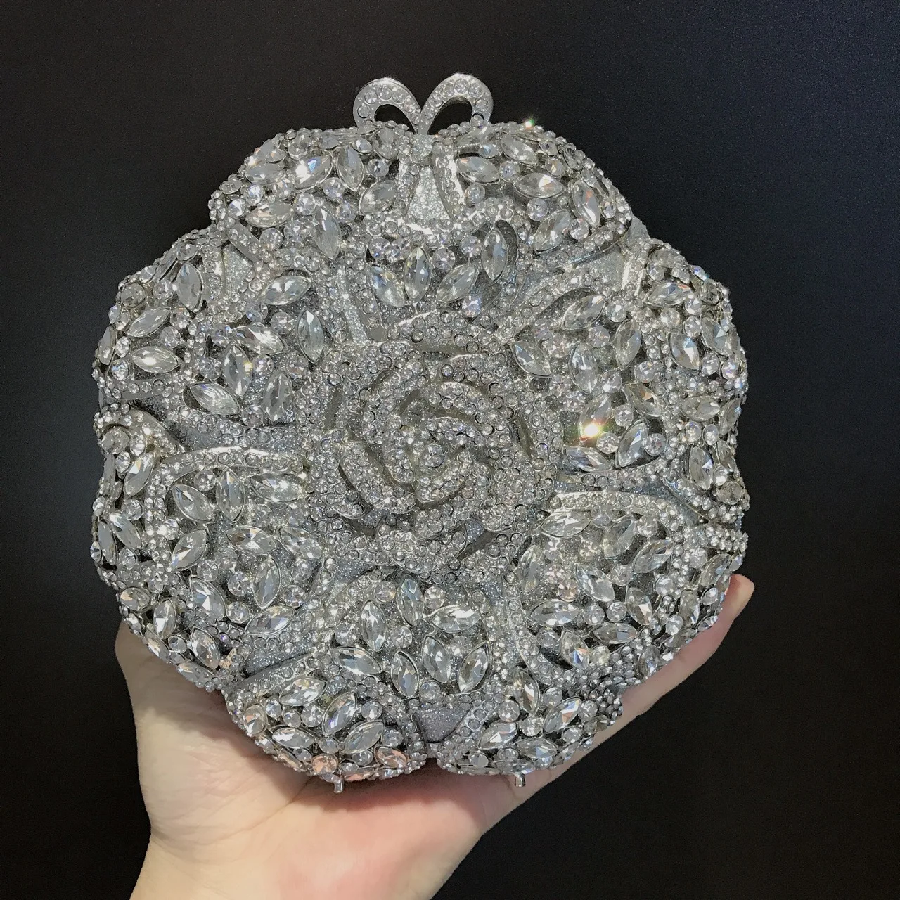 

Diamond-encrusted Dinner Round Flower Full Diamond Dress Bag Banquet Diamond Clutch Women's Bag Bolsos De Fiesta Para Mujer Boda