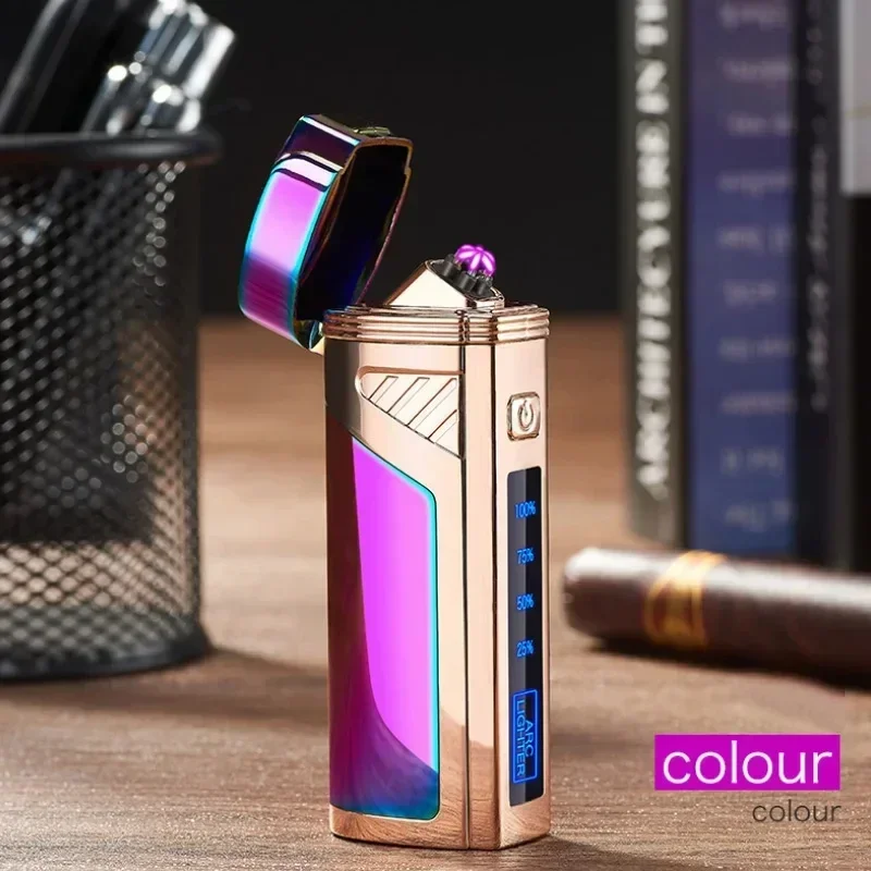 

New Energy Display 6-Arc Outdoor Windproof Metal Cigar Lighter Men's Gift
