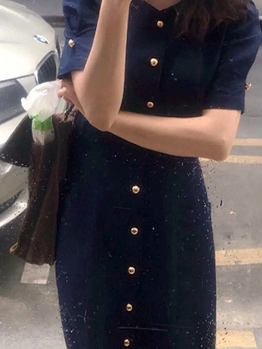 Ele Gonna lunga lavorata a maglia francese con manico in vita Dr Sli a bottone singolo per donna Bellissimo nuovo arrivo primavera estate