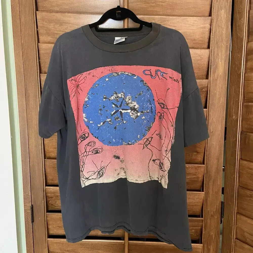 تي شيرت The Cure Wish Band، تي شيرت هدية Fan أسود معاد طباعة AN32419