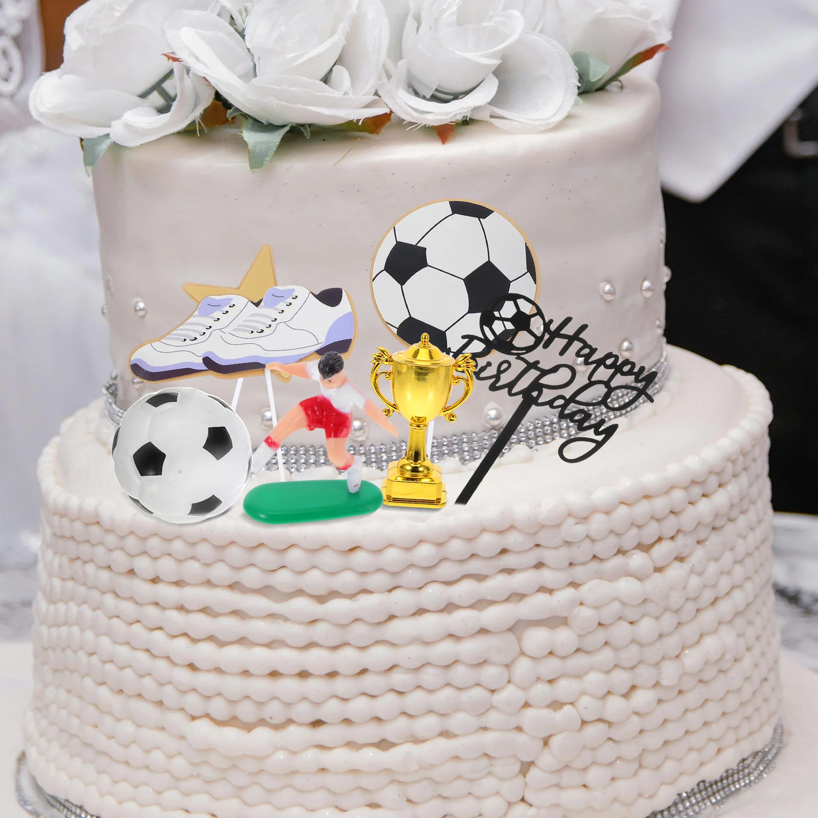 

1 Set Soccer Cake Topper Miniature Football Figures Decor For Birthday Graduation Sports Events Cake Decoration Football Theme