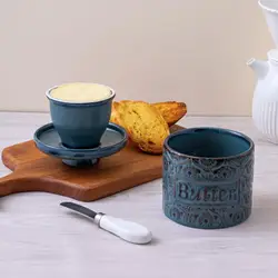 Ceramic Butter Crock French Butter Dish with Lid Porcelain Cheese Storage Box for Home Kitchen Countertop Food Organizer