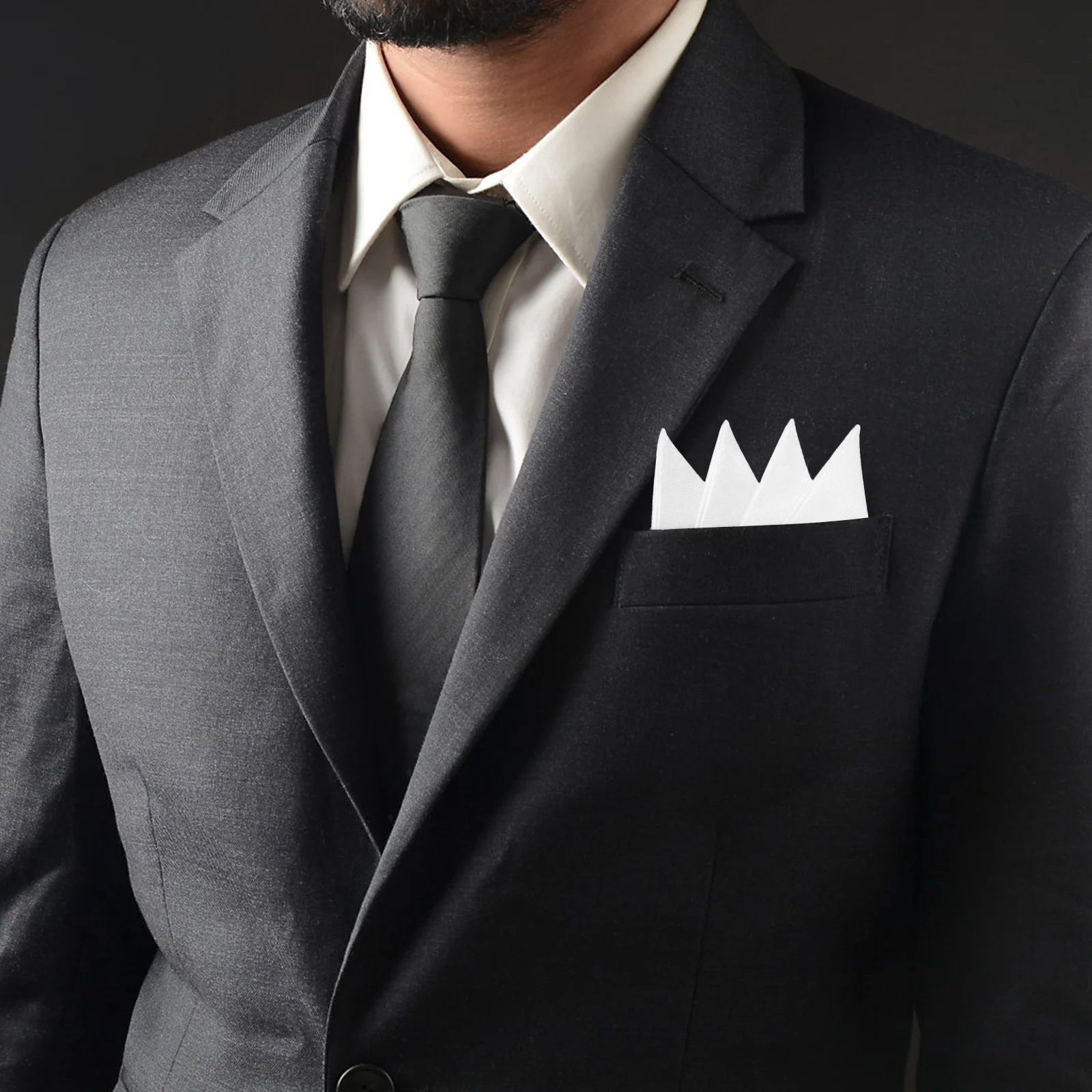 4Pcs Fiber Suit Handkerchief Men's Pocket Square Pre-Folded Dress Accessory for Wedding Party Graduation Decorative