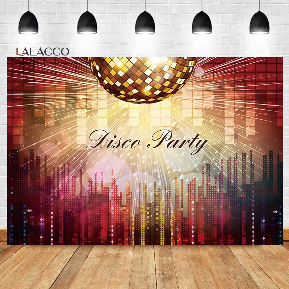 

Laeacco Disco Neon Adult Back to 80s 90s Birthday Photo Background Lets Crazy in The Dark Dessert Portrait Photography Backdrop