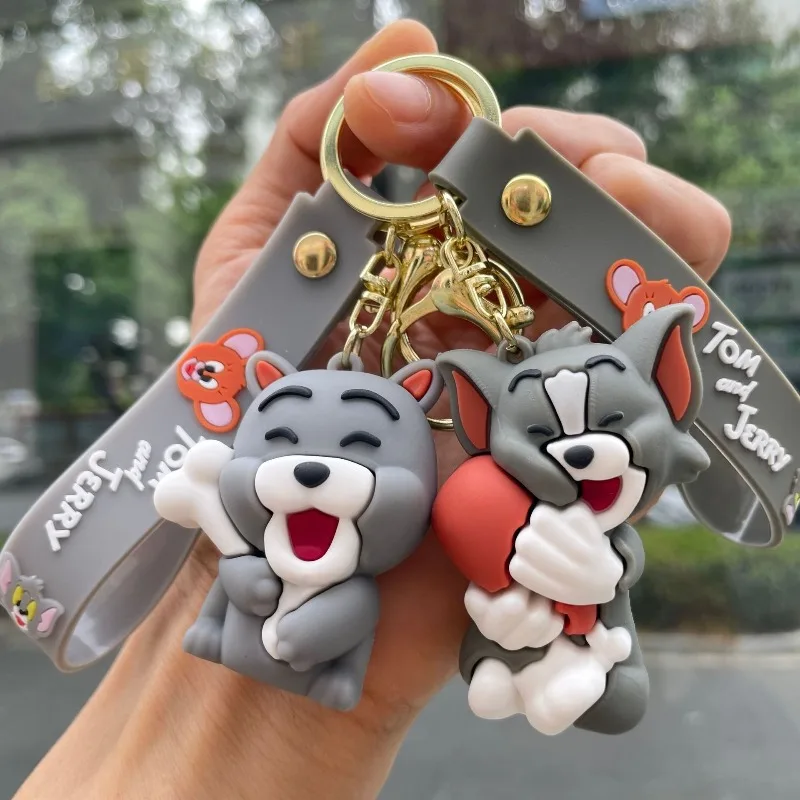 漫画アニメーショントムとジェリーの落下防止キーホルダー、かわいいPVC人形車のキーホルダー、カップルバッグ装飾ペンダント、かわいいギフト