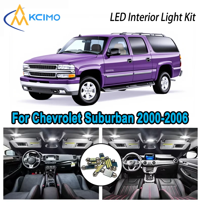 

Premium Bright LED Interior Light Kit for Chevrolet Suburban 1500 2500 2000-2006 Dome Map Trunk Car Lamps with Canbus No Error