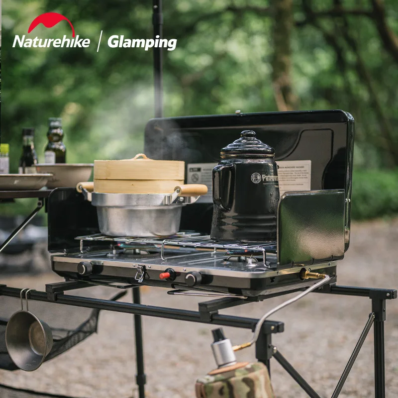 Naturehike Outdoor Folding Double-Head Gas Stove Camping Portable Gas Stove Picnic Stove Camping Cooking Furnace Picnic Cookware