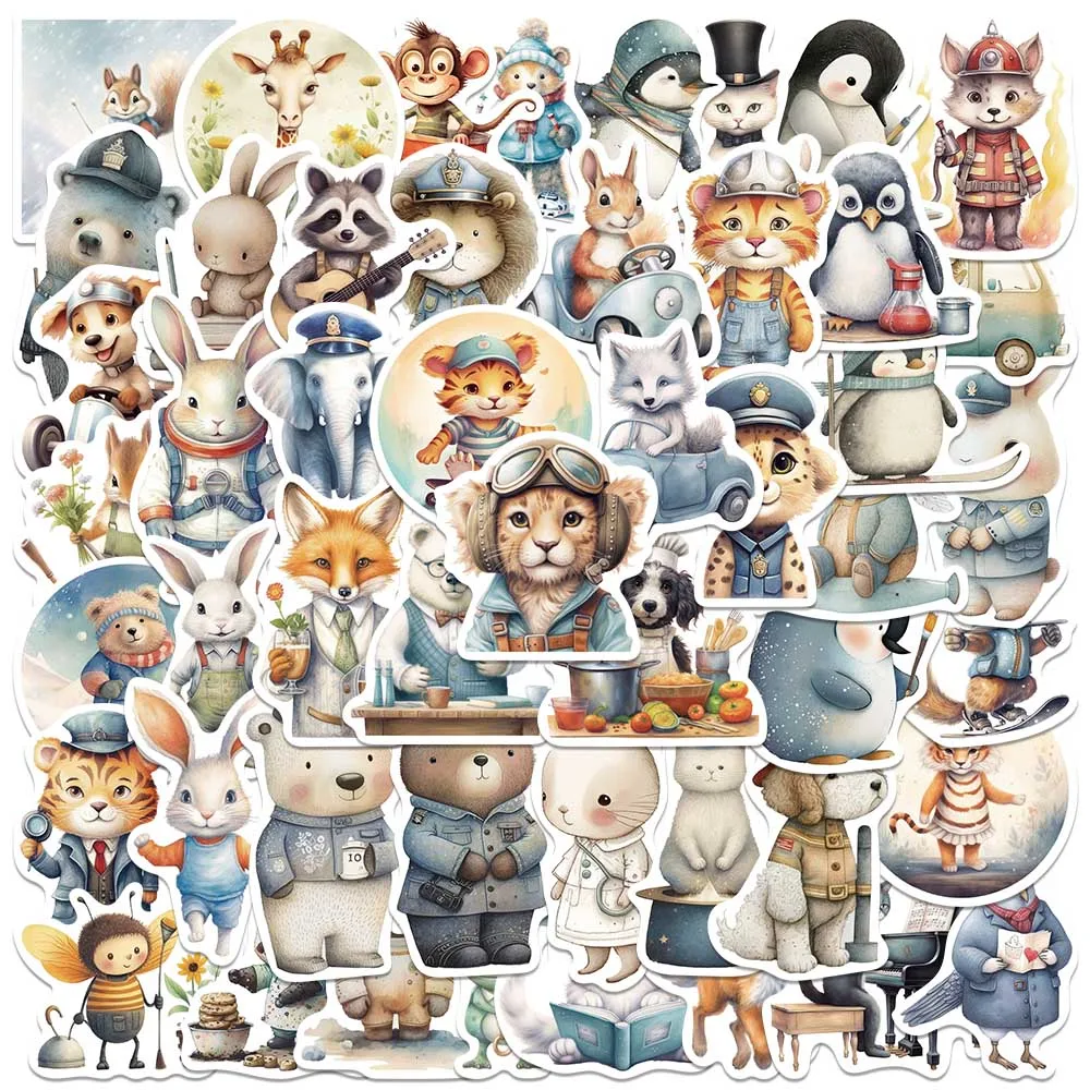 Autocollants d'animaux de dessin animé mignon, décalcomanies en vinyle pour ordinateur portable, bouteille d'eau, bagages, ordinateur portable, téléphone, graffiti étanche, 50 pièces