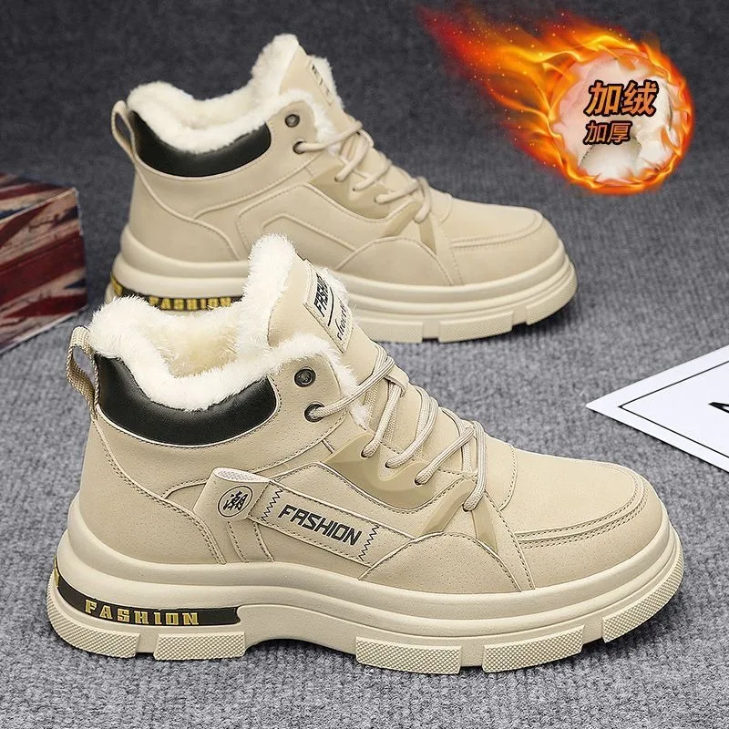 

2024Winter New Cotton Man's Boots Fashionable Outdoor Hiking Shoes Brand Waterproof Boots Men Wear Resistant Walking Shoes Botas