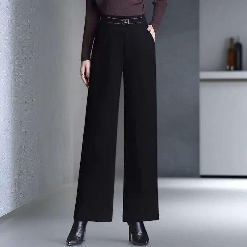 

Wide-leg Pants Women Spring Autumn New Style High-waisted Loose Slim Straight-leg Trousers Petite Pants