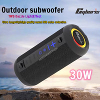 Cyboris 30W Wireless Bluetooth Speaker BT5.3 With RGB Light Outdoor Fabric Mesh Portable Waterproof 3D Stereo Subwoofer Boombox