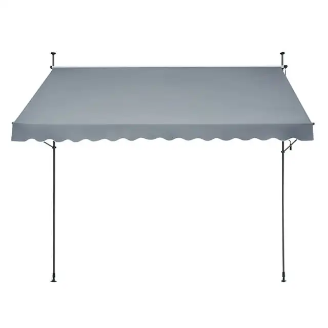 

138 x 47" Outdoor Retractable Awning, Manual Sunshade Canopy Crank Handle, Height Adjustable 86 to 122 in,Dark Gray