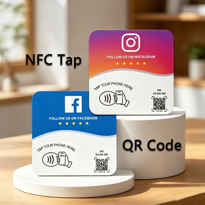NFC Tap And Dynamic QR Code Multilingual Business Plate For Programmable Google Review Easy Setup With Review Link Management