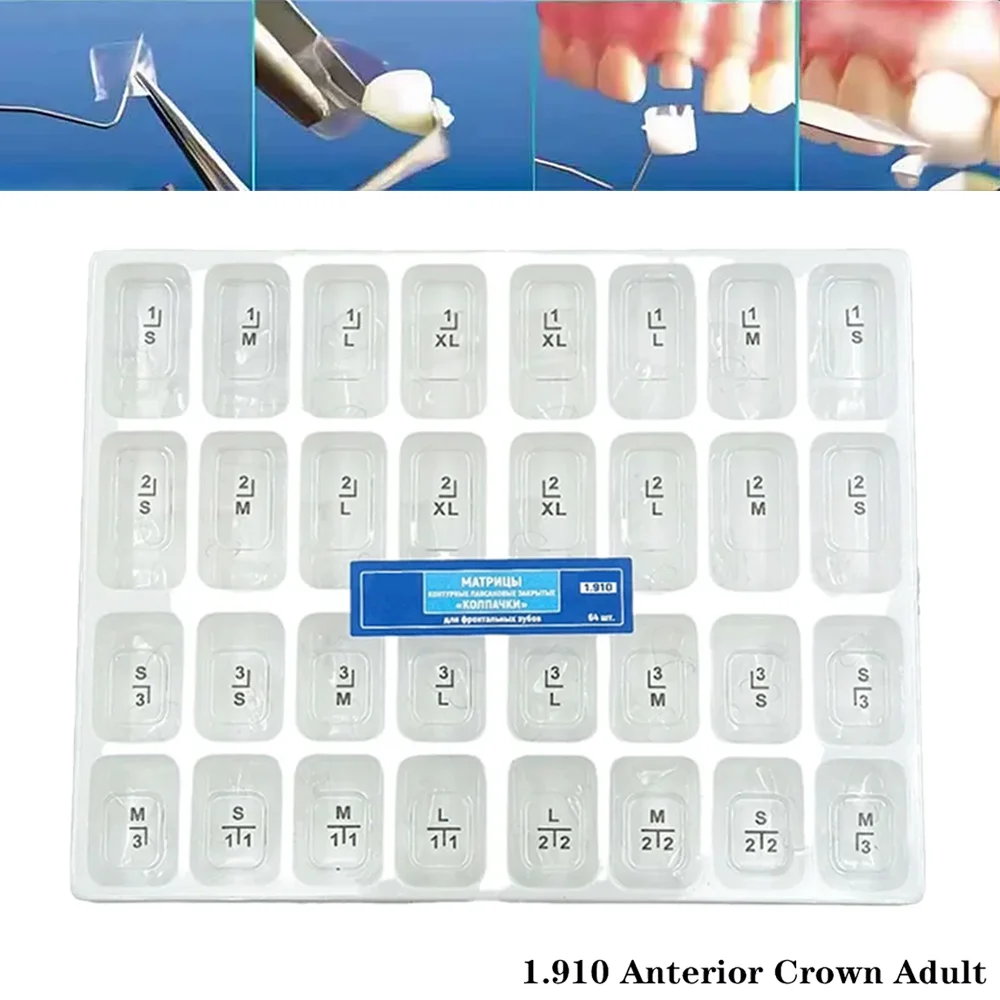 64 Pcs/Kit Dental Conical Transparent Crowns Teeth of Adult /child Deciduous Crowns Anterior Dentist Teeth Whitening Matreials