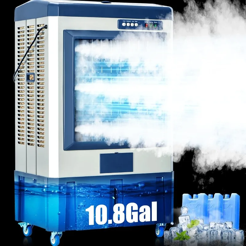 

Swamp Cooler 4800CFM, испарительный воздушный охладитель для 970Sq.ft of Space, испарительный охладитель с автоматическим заполнением, резервуар для воды на 10,8 галлонов,