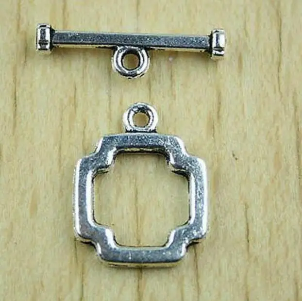 20sets 17x13.7mm bar is 19.5mm Tibetan silver foursquare toggle clasps HWH1423