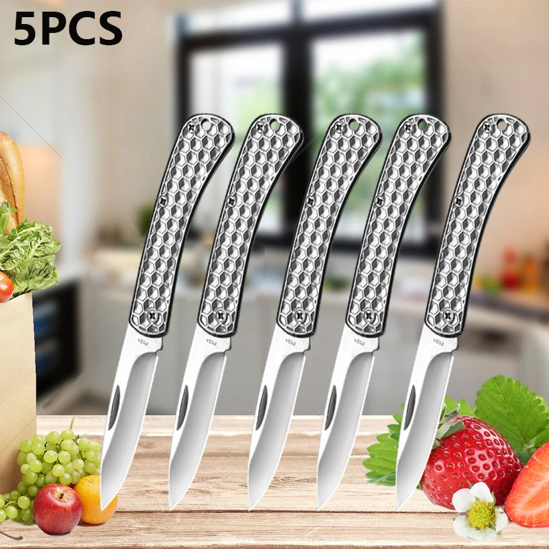 WXCOO Klappbares Obstmesser aus Edelstahl, multifunktionale Küche zum Kochen von Werkzeugen, Haushalts-Obstschäler, Taschenmesser