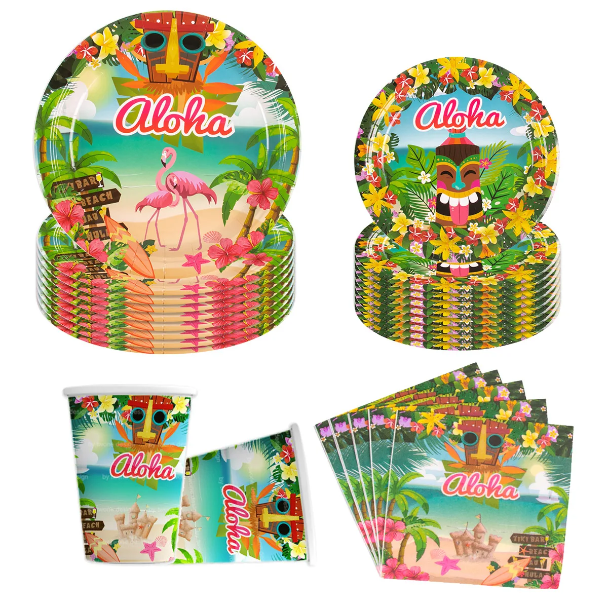 

Hawaii Aloha Luau Paper Plates Napkins cup Disposable Tableware for Hawaiian Tropical Birthday Summer Pool Party decortion