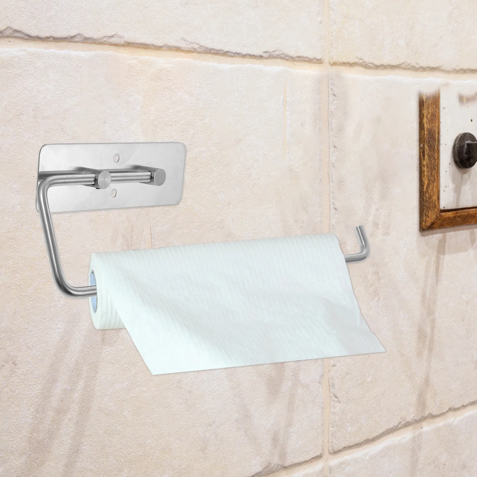 

1Pcs Stainless Steel Toilet Roll Holder Perforated Wall Mounted Tissue Rack for Bathroom Restaurant Kitchen Easy Install Stylish