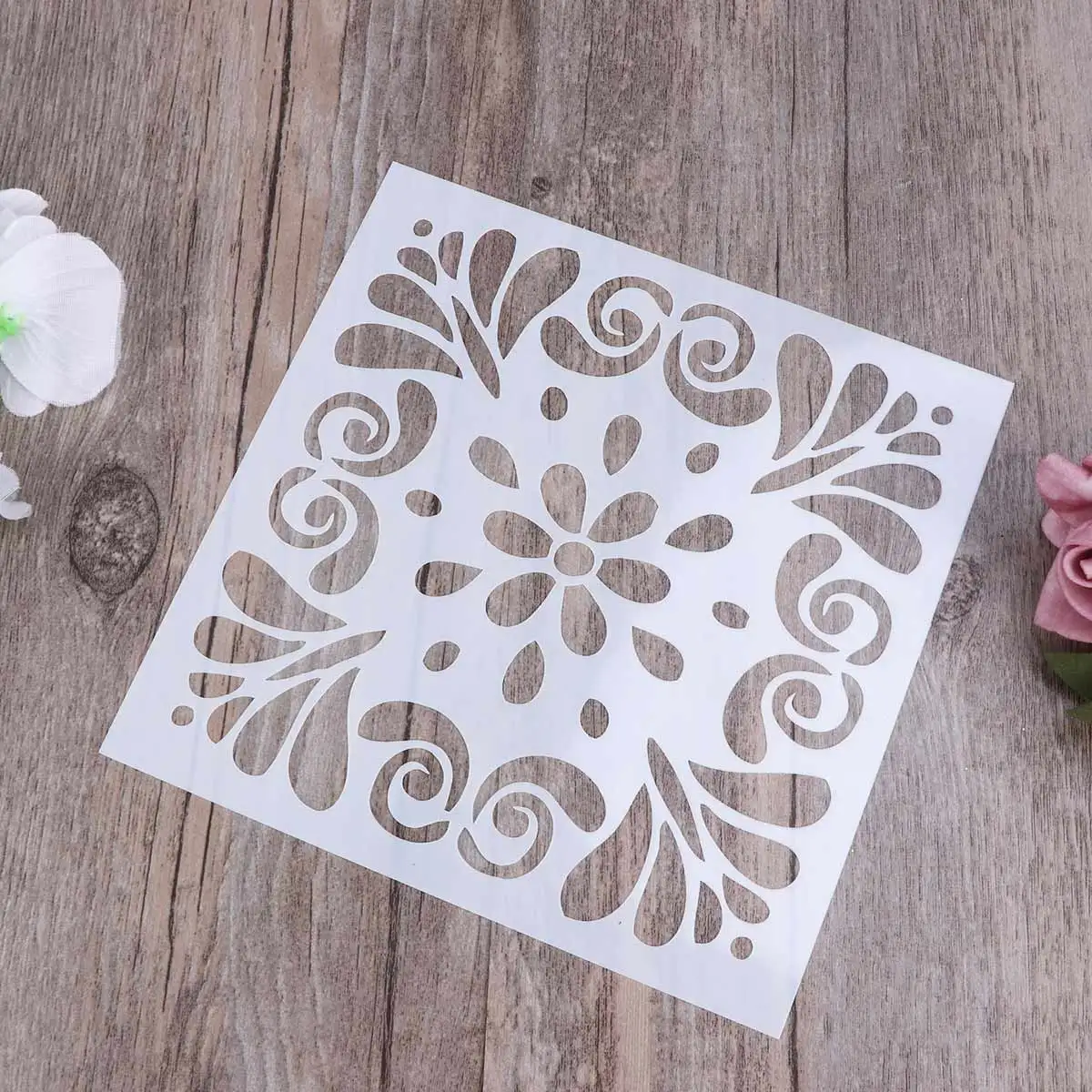 

4 Pcs Printed Painting Board Texture Art Stencils Retro Decor Crafting Reusable Cake Spray Powdered Sugar Sieve