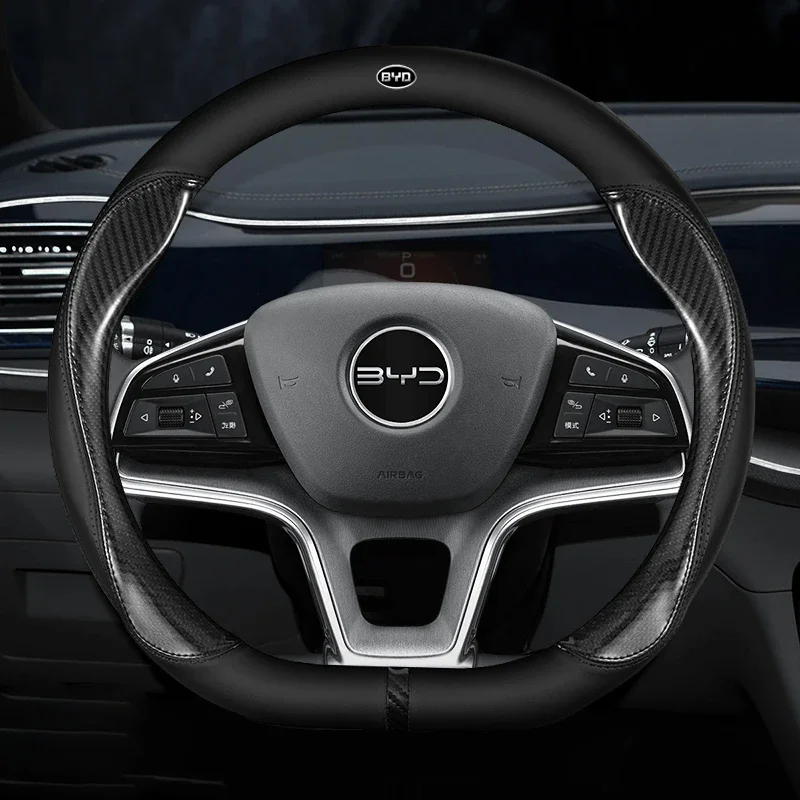 

For BYD Dolphin Seal Atto3 Tang Yuan Plus Car Steering Wheel Cover PU Leather Non-slip 5 Colors Auto Accessories Fast Shipping