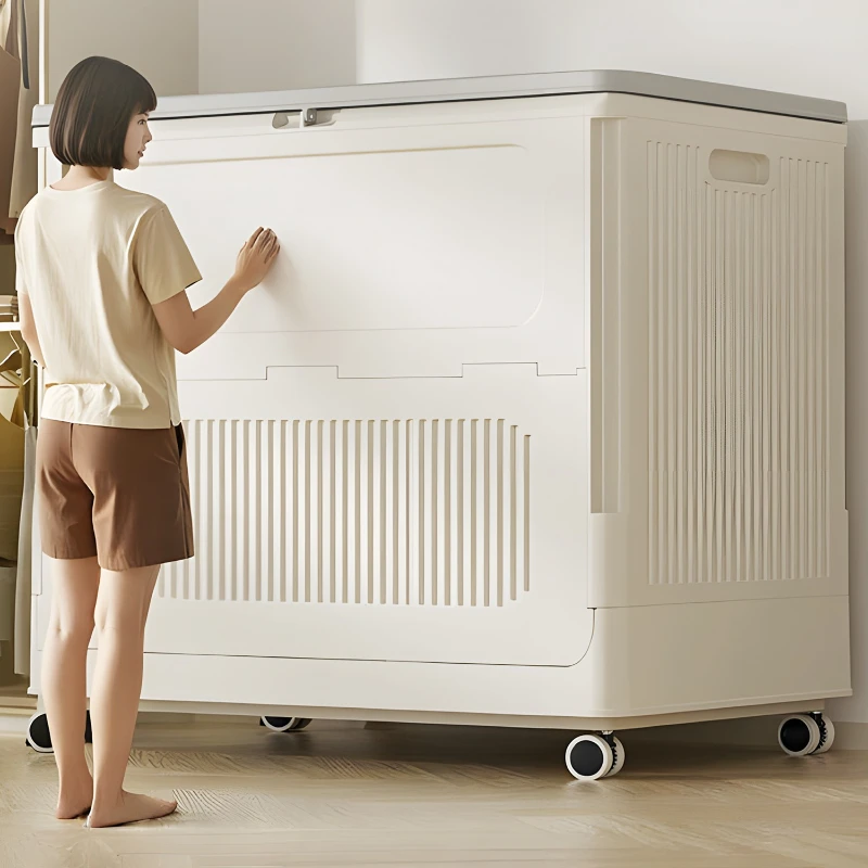 

Large storage box, oversized household flip with pulley, locker basket