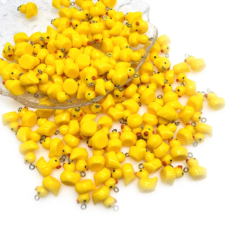 10/30/50/100 قطعة بالجملة صغيرة بطة صفراء الراتنج السحر السائبة لطيف الحيوان المعلقات ل القرط Diy بها بنفسك صنع المجوهرات