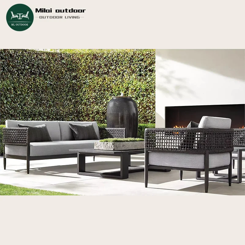 

Factory Outlet Outdoor Garden Aluminum Frame Sofa Ottoman Outdoor Courtyard Villa Sofa Pedal