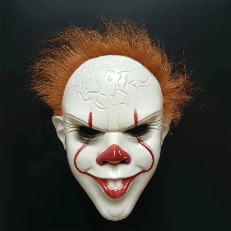 

Evil Demon Clown Cosplay Helmet, 1Pcs Yellow-haired Creepy Latex Mask, Halloween Party Pennywise Joker Costume Prop