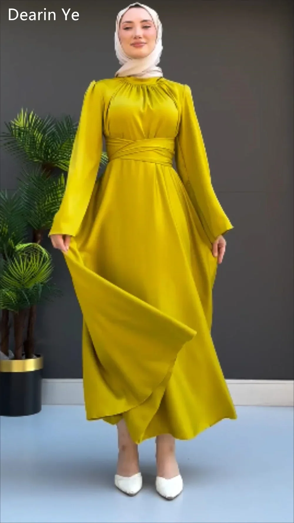 Vestido de fiesta personalizado Arabia Saudita Formal Dearin cuello alto A-line faldas hasta el tobillo nudo drapeado vestidos para ocasiones a medida incluso