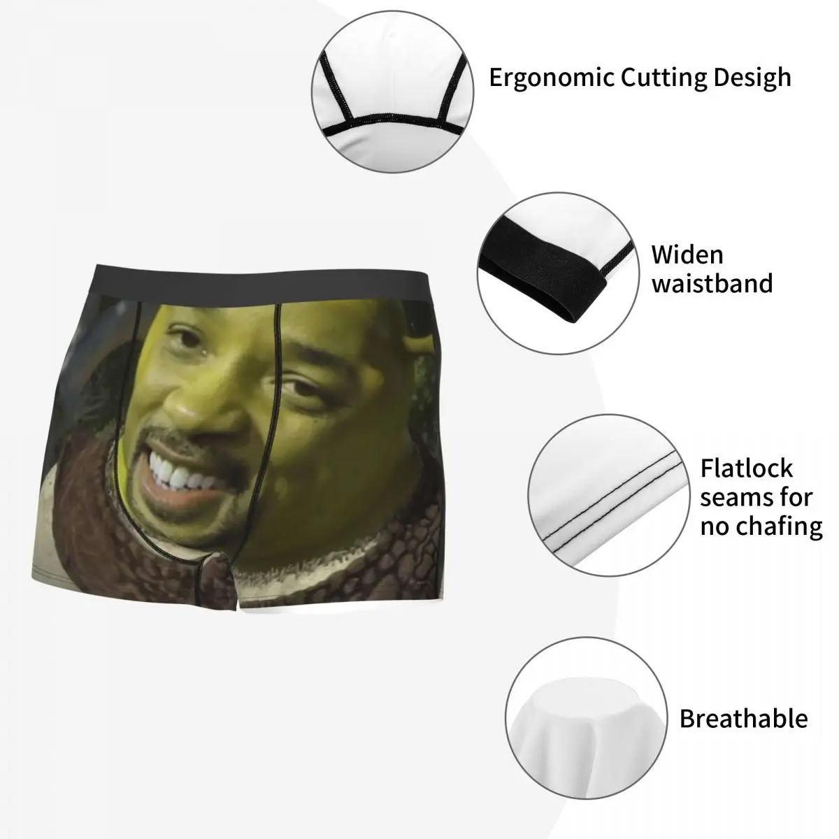 Will Smith X Shrek Boxer Shorts Men 3D Print Male Stretch Comedy Movie Underwear Panties Briefs Print Polyester Underwear Men