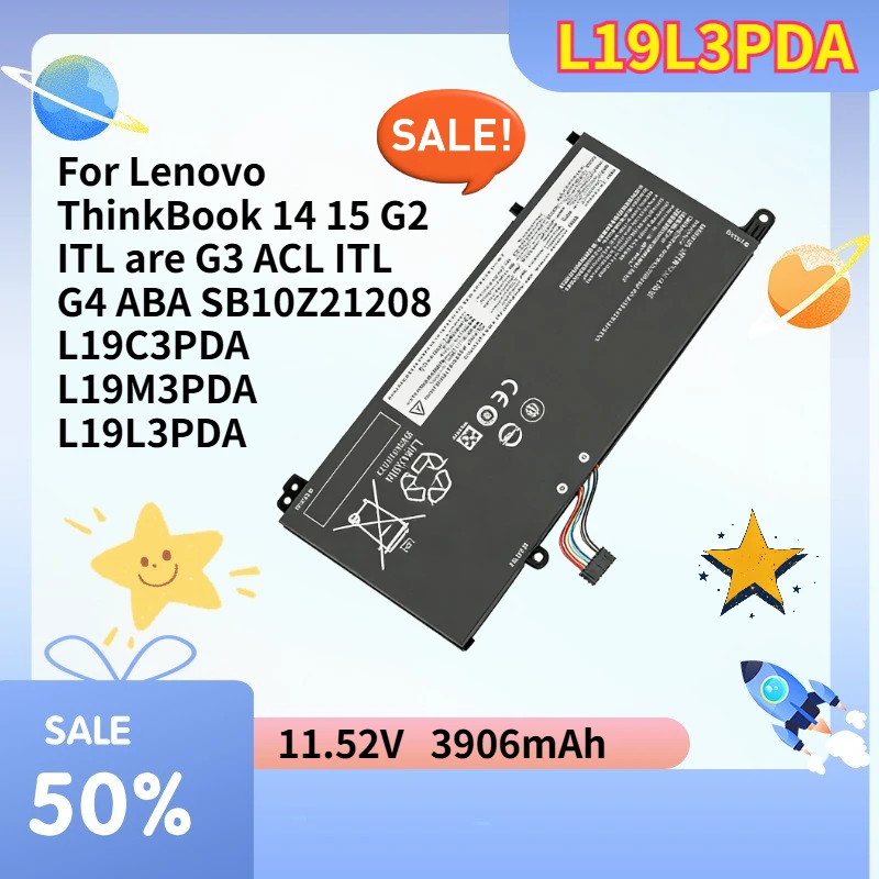 

Высококачественная батарея для ноутбука L19L3PDA 45WH для Lenovo ThinkBook 14 15 G2 ITL, G3 ACL ITL, G4 ABA, SB10Z21208, L19C3PDA, L19M3PDA