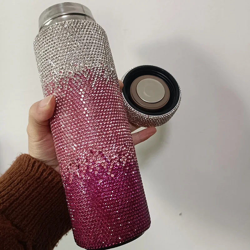 Imagem -05 - Bling Diamante Copo de Isolamento de Garrafa de Água de Exibição de Temperatura Inteligente Mini Love Office Vacuum Bottle 350ml Aço Inoxidável