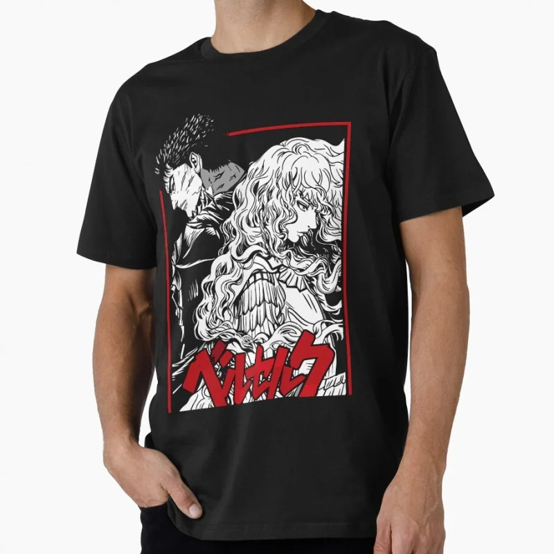 

0922 Guts Griffith x Berserk Anime Gift t shirt 100% cotton print Swordsman Manga Graphic Tee Y2K clothes Large size Tops