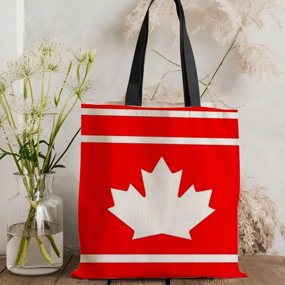 

Canada Canadian Flag CA Leaf Storage Bags Canvas Double-Sided Print Tote Bag Large Capacity Shoulder Fashion Shopping Handbag