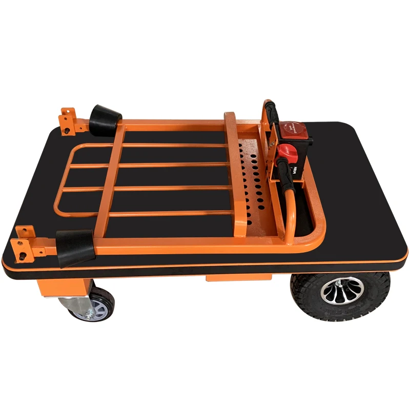 Heavy  Electric Four-Wheel Foldable Flatbed Truck with 300KG Capacity Manual Pushing/Pulling for Shopping Use