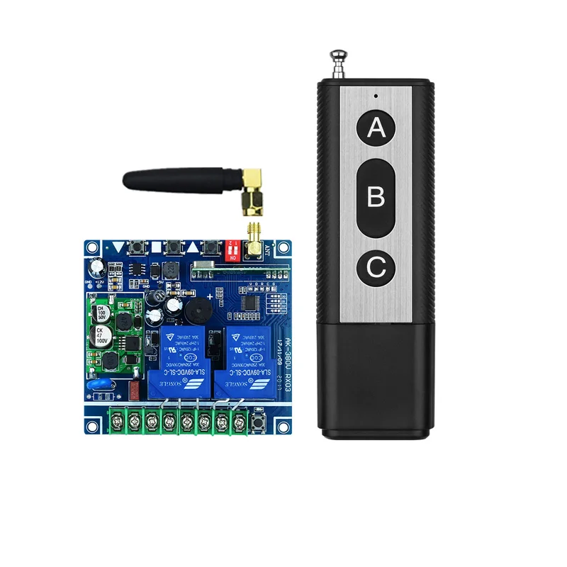 

DC 12V 24V 48V 30A relay 2CH RF Wireless Remote Control Receiver Transmitter 433mhz garage door motor Roll-up