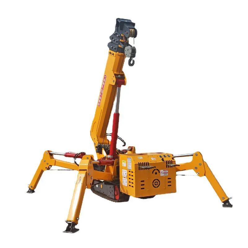 Construction Site Narrow Space 360 Rotation Mini Spider Crane 2 Tons With Telescopic Lift