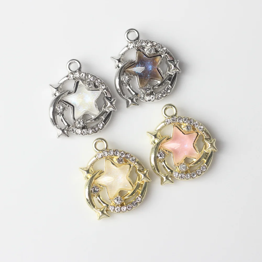 10pcs Alloy Inlay Star Pendant Earring Ornament Necklace Bracelet Jewelry Making DIY Handmade Accessories Supplies Craft Fashion