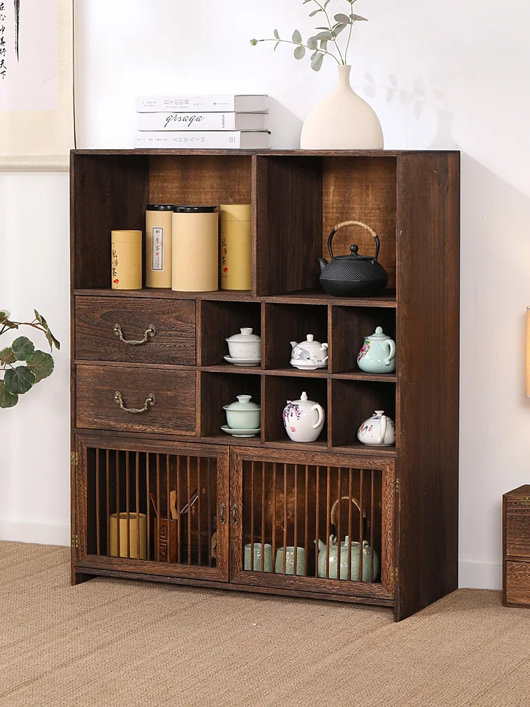 Many Spaces Antique Solid Wood Tea Set Teacup Storage Cabinet