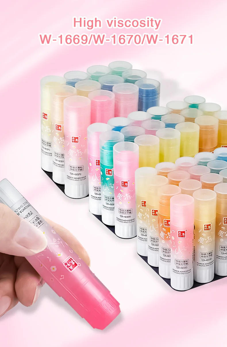 สีสุ่ม Macaron สี Mini Solid กาวสะดวกเด็กแบบพกพากาว Stick โปร่งใสความหนืดสูงกาว