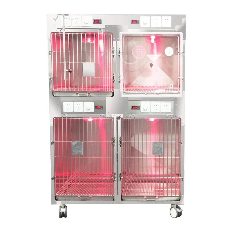 2-Level Stainless Steel Metal Tray Dog Cage Expandable Easy Disassembly Washable Chew-Proof Training Crate Solid Pattern Simple